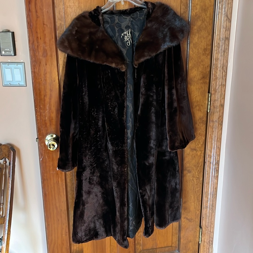 REAL fur coat brown